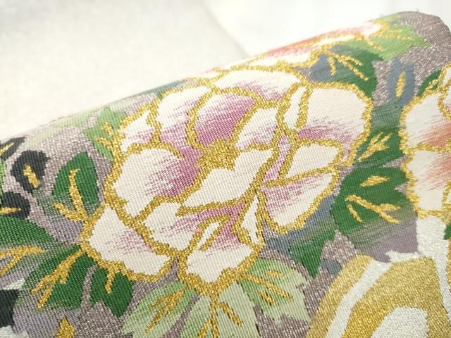 平和屋着物●八寸名古屋帯　向かい鳥花文　正絹　逸品　CABA1055hy 平和屋着物○八寸名古屋帯 向かい鳥花文 正絹 逸品 CABA1055hy