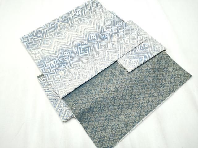 平和屋着物○つけ帯 輪奈織 菱吉祥文 銀糸 正絹 逸品 CABA0948hy