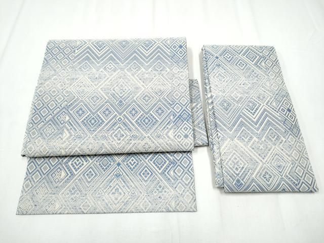 平和屋着物○つけ帯 輪奈織 菱吉祥文 銀糸 正絹 逸品 CABA0948hy