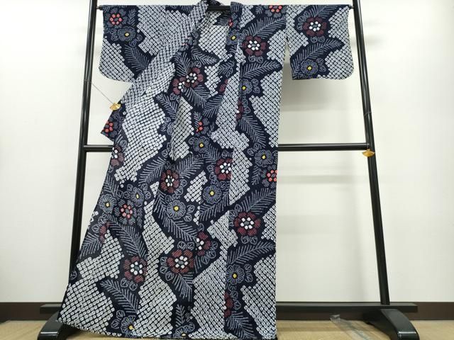 平和屋着物∴夏物 浴衣 有松鳴海絞り 向日葵 ひまわり 綿 逸品