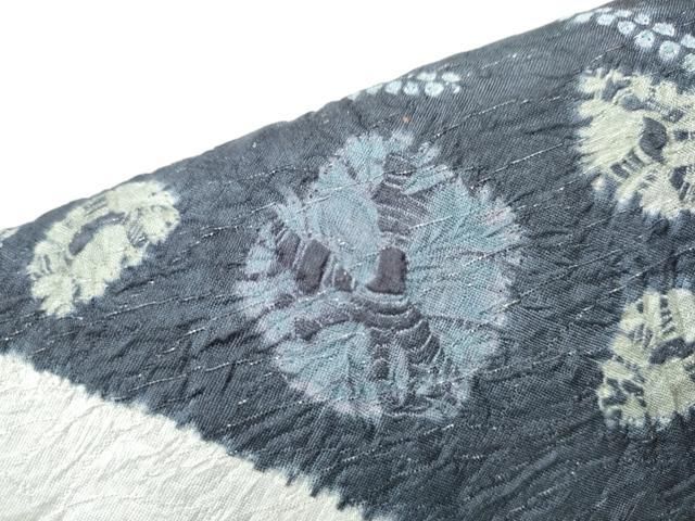 平和屋着物○つけ帯 絞り 舞花文 銀通し地 正絹 逸品 CABA0957hy