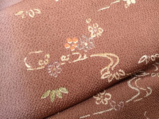 平和屋着物○九寸名古屋帯 草木手染 型染 花丸菱