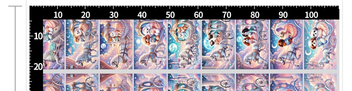  番号３５ メルヘン馬車とわんこのパネル生地 綿(プリント) 生地