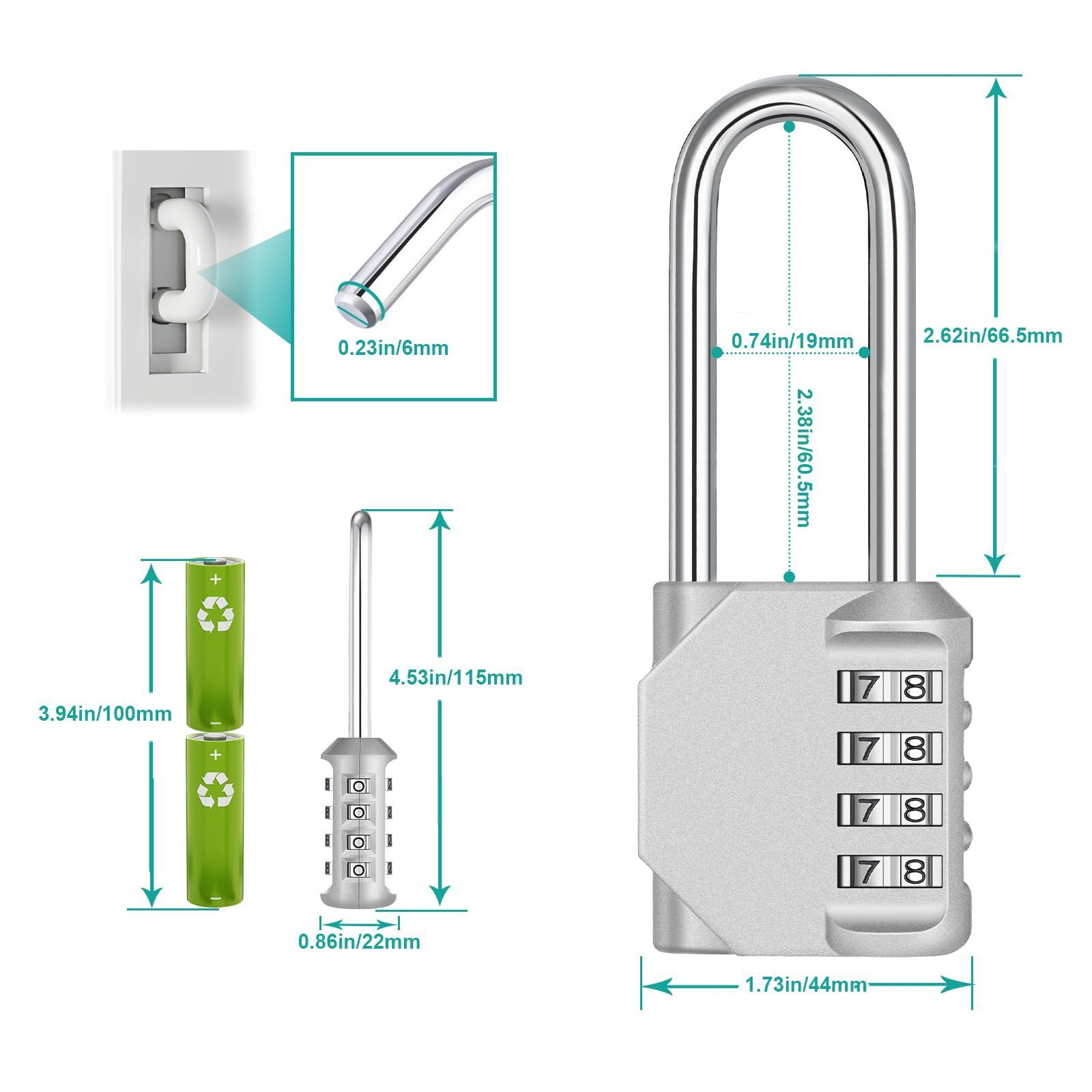 ダイヤル錠 南京錠 4桁 日本語説明書 防錆 ZHEGE 学校 会社 倉庫 シルバー