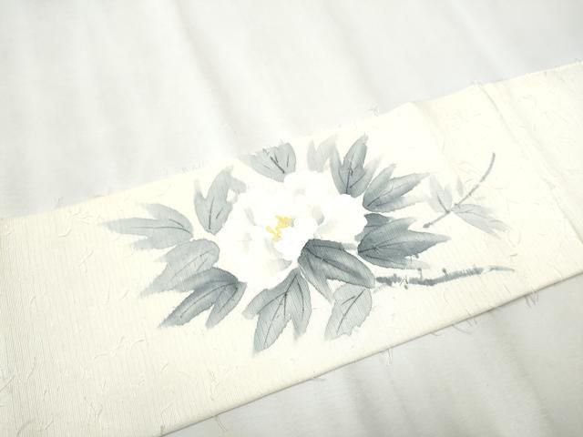 平和屋着物○九寸名古屋帯 生紬 絞り 枝花文 正絹 逸品