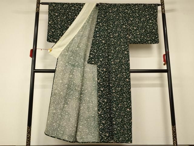 平和屋着物＊夏物 小紋 絽 草花文 正絹 逸品 AABC6994jd