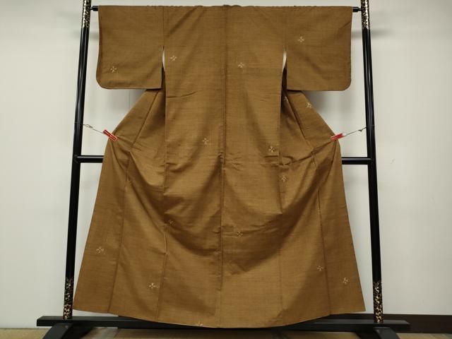 平和屋着物○訪問着 紬地 手描き 舞桜丸文 正絹 逸品 未使用