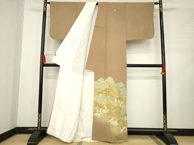 平和屋着物○豪華色留袖 友禅 駒刺繍 松尽くし 金彩 三越扱い 正絹