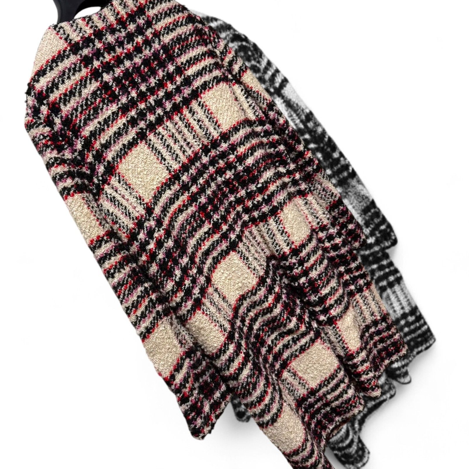 美品 MARNI マルチノーカラー ツイード チェック柄ロングコート ウール