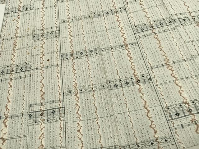 平和屋着物▽上質な紬 単衣 絞り 横段花文 正絹 逸品