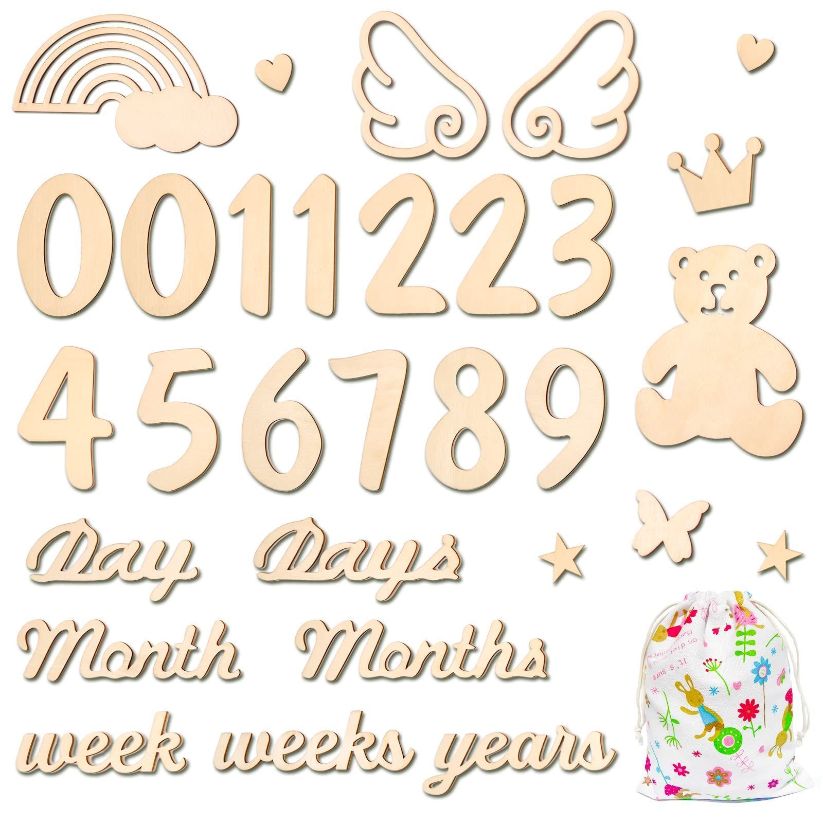 成長記録に 新生児 記念日フォト 赤ちゃん 撮影アイテム 写真道具 出産祝い 寝相アート 月齢カード 男の子 小物 ニューボーンフォト 長持ち 女の子 ベビーマンスリーカッド セット 再利用 マンスリーカード 天然木製 羽- 月