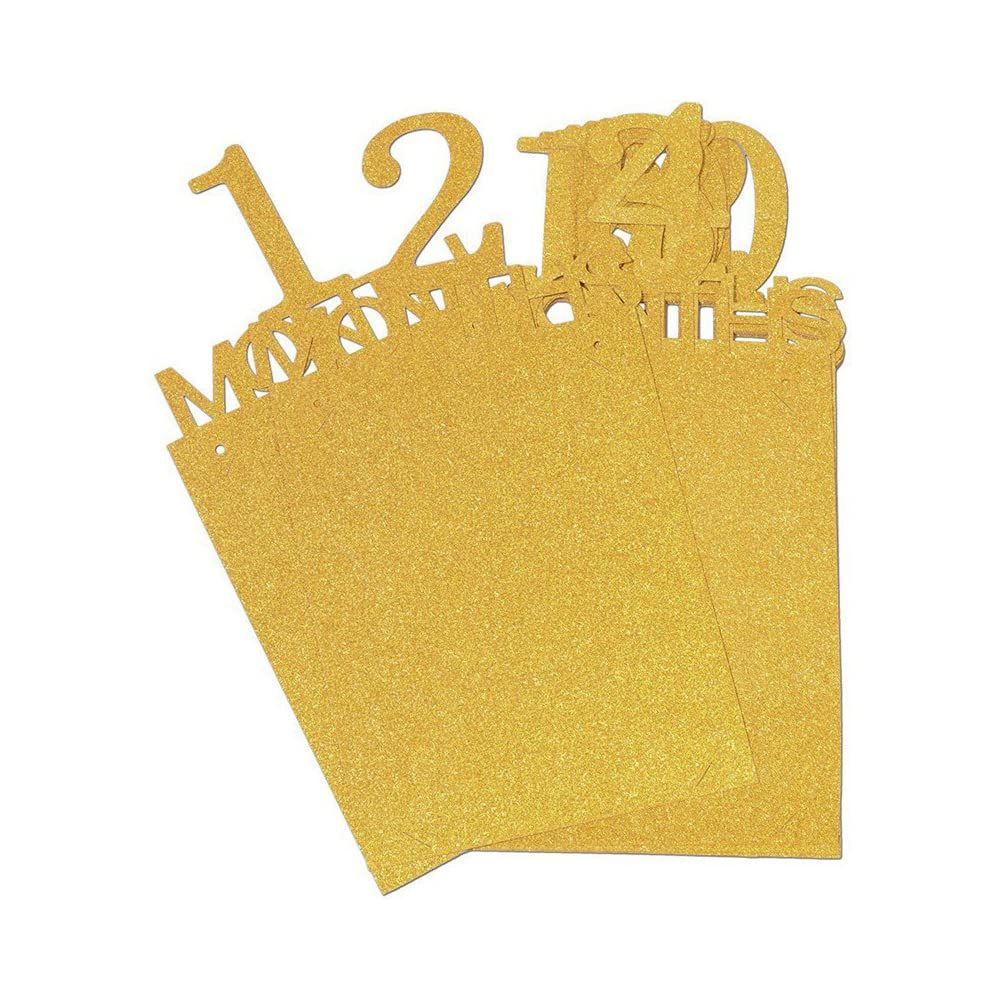  写真 ガーランド フォトフレーム 飾り付け 1歳 12ヶ月 バースディ パーティー お祝い 装飾 壁掛け 写真フレーム 写真立て 記念日 赤ちゃん 結婚 ひも付き ゴールド 宗教装飾 バルーン装飾 メモリアル用品作成グッズ 冠婚葬祭 宗教用品