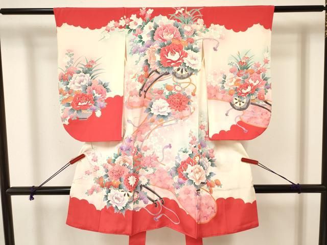 【人気，お買い得】 平和屋着物[]七五三　女の子　３歳　祝着　三つ身　花車文　暈し染め　金彩　逸品　DAAY3097ma 着物・着物ドレス