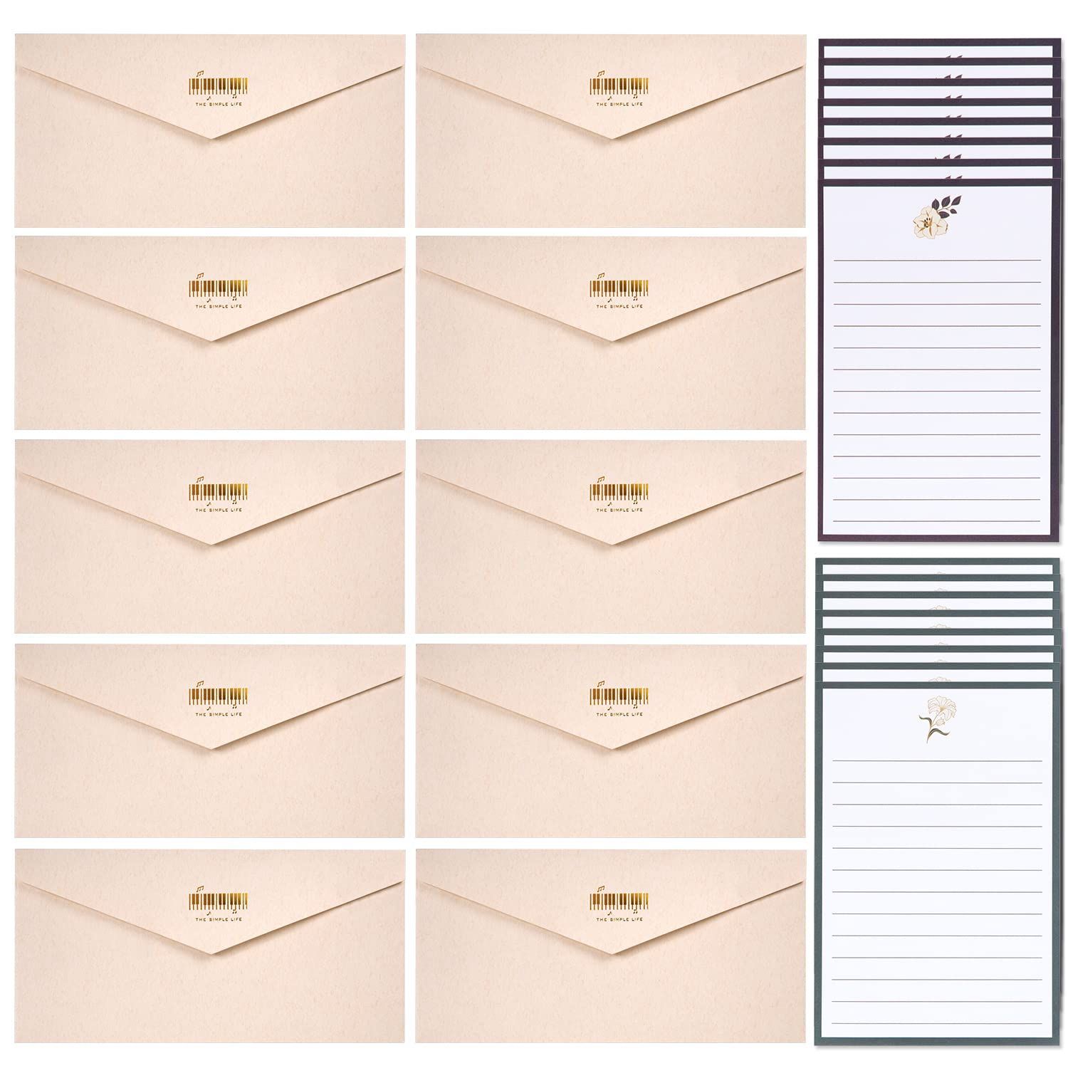 結婚式 招待状 お祝い セット 挨拶状 大量 お洒落 ホワイト 便箋セット 手紙 The 封筒 シンプル simple 大人 おしゃれ life レターセット