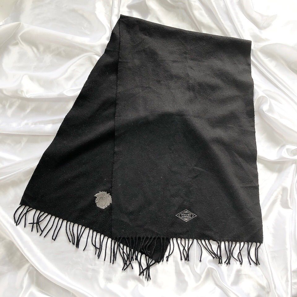 VERSACE ヴェルサーチ 大判ストール マフラー ロング フリンジ