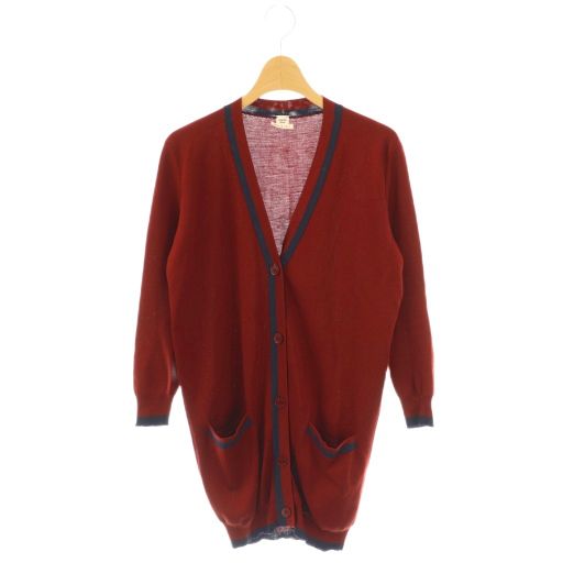 エルメス HERMES ニットカーディガン シルク カシミヤ混 36 レッド /DF