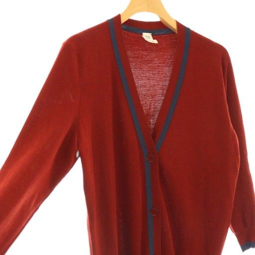 エルメス HERMES ニットカーディガン シルク カシミヤ混 36 レッド /DF