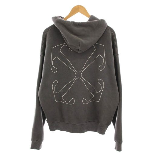 OFF-WHITE プリント スウェット プルオーバー パーカー M 中古・古着通販】OFFWHITE (オフホワイト) プルオーバーパーカー