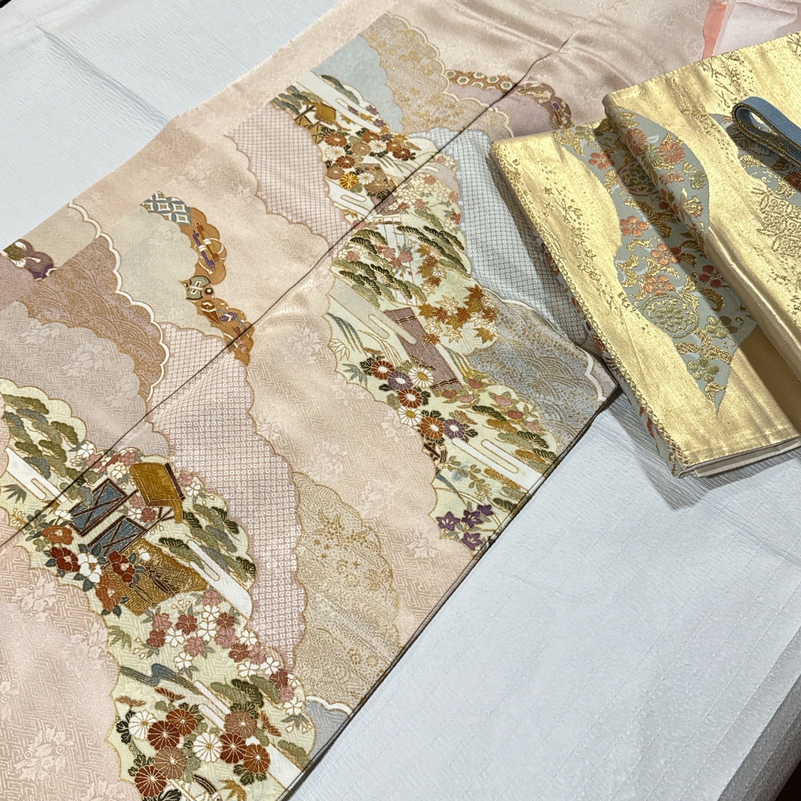 金駒刺繍　訪問着　セット！ 訪問着 正絹 フルセット 雲 金駒刺繍 - メルカリ