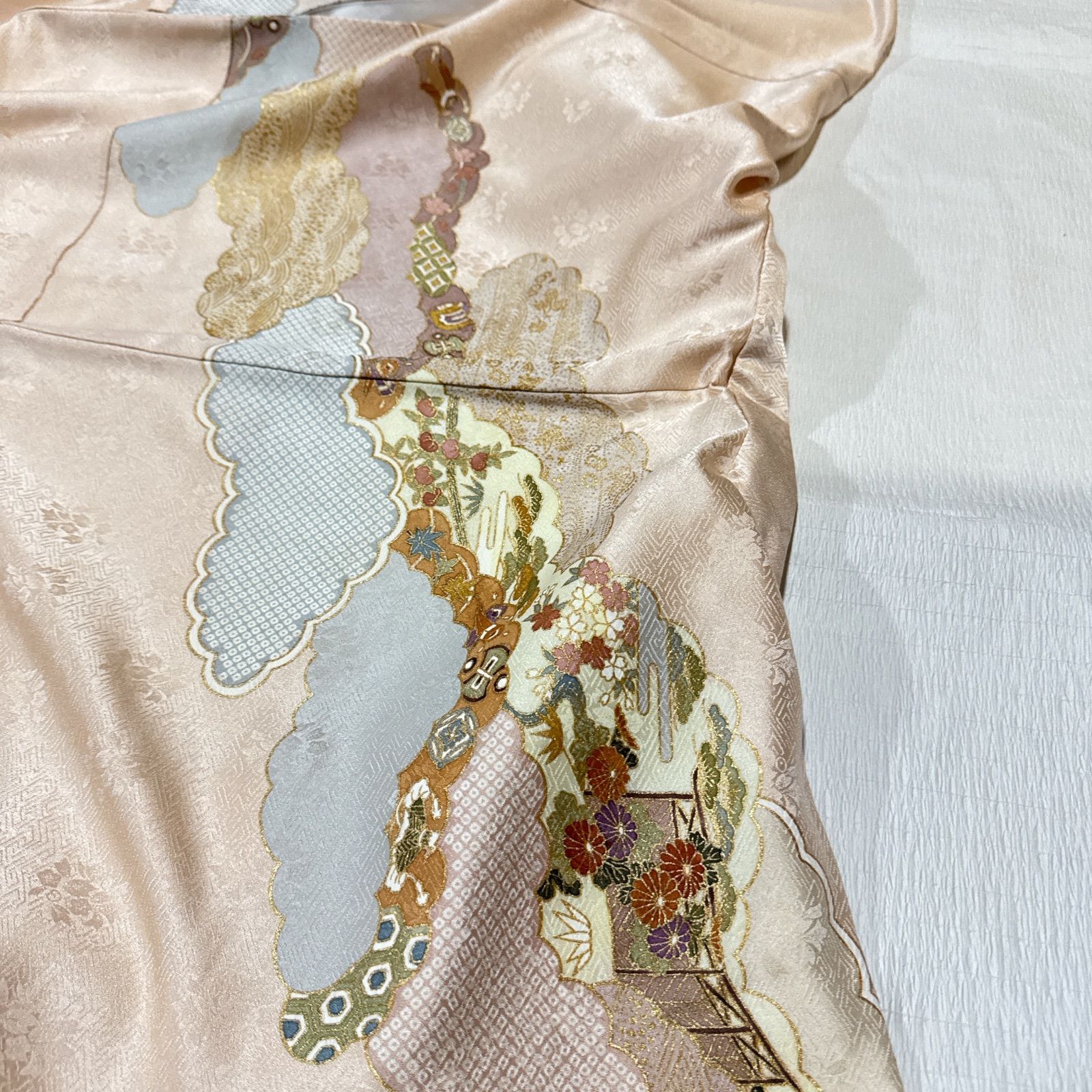 訪問着 正絹 フルセット 雲 金駒刺繍 - メルカリ