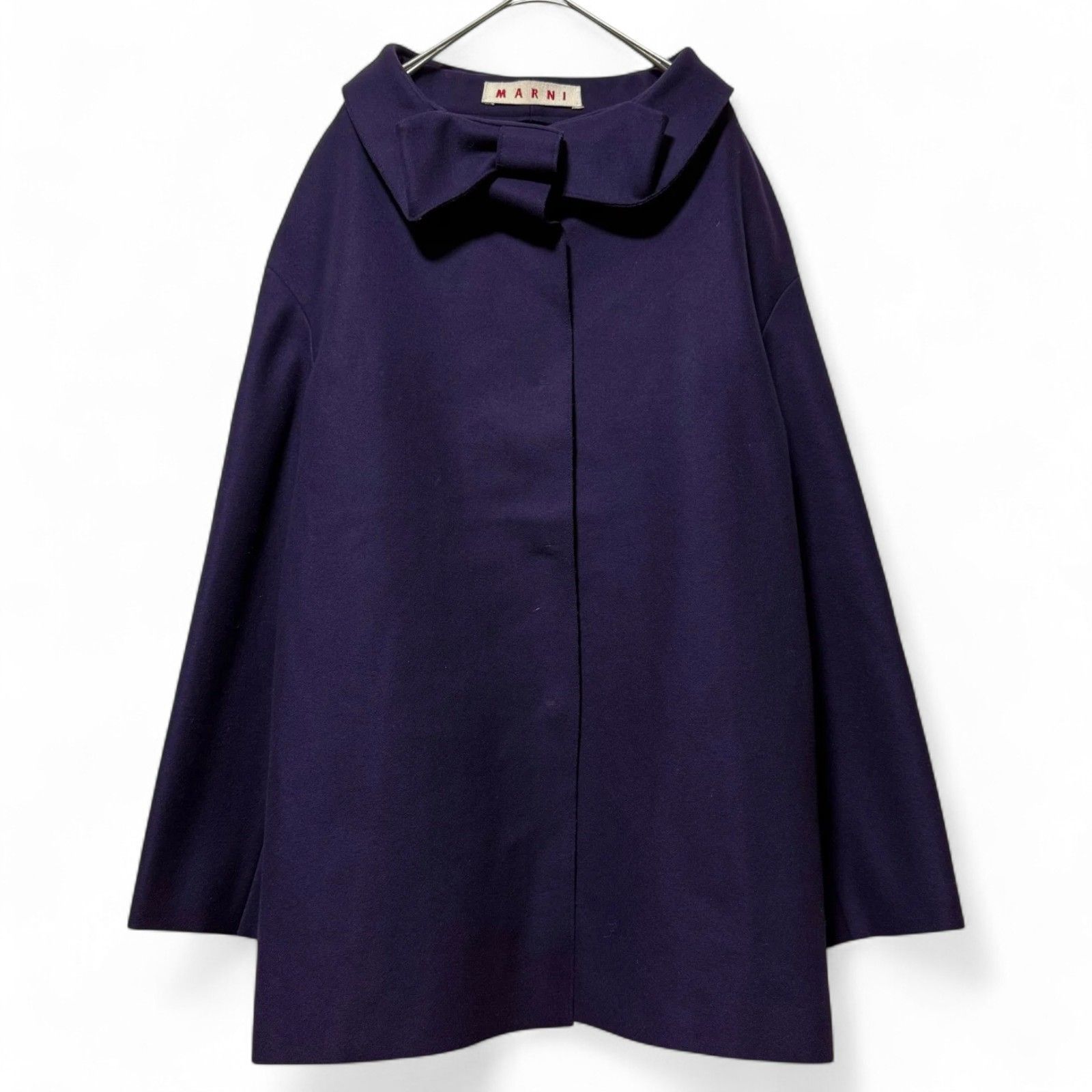 極美品 MARNI 上品パープル ダブルフェイス生地カシミヤ混コート