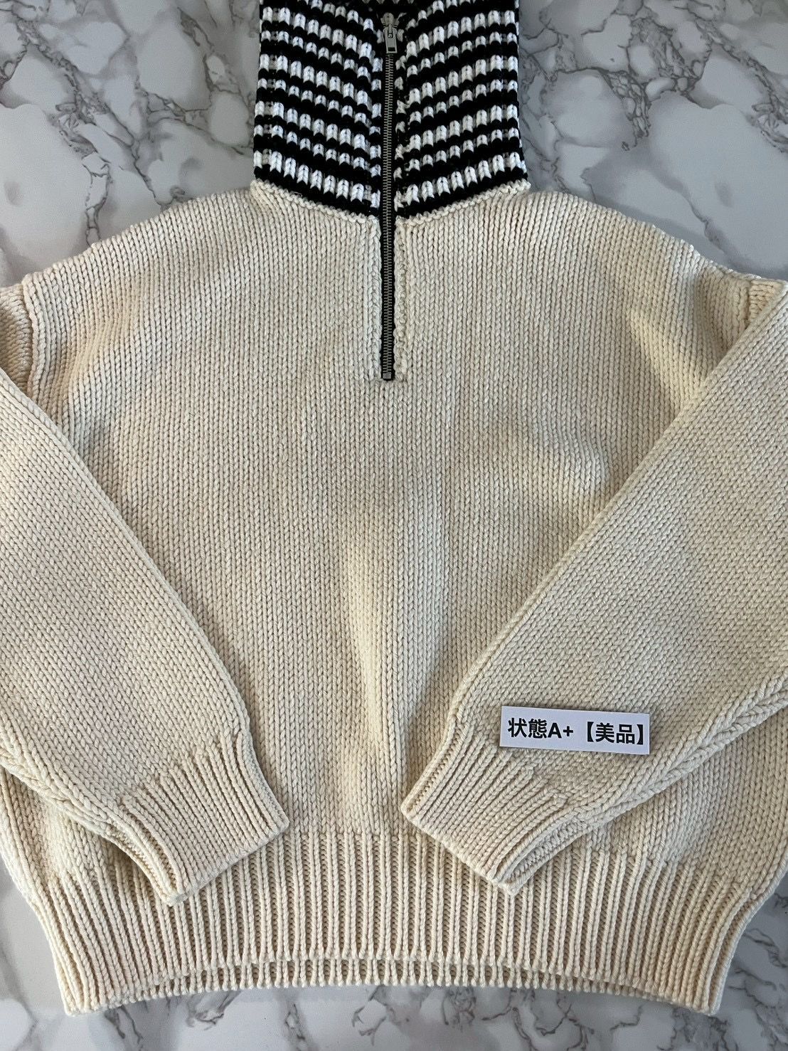 美品】 マルニ MARNI ハーフジップニット 46 コットンウール 配色 