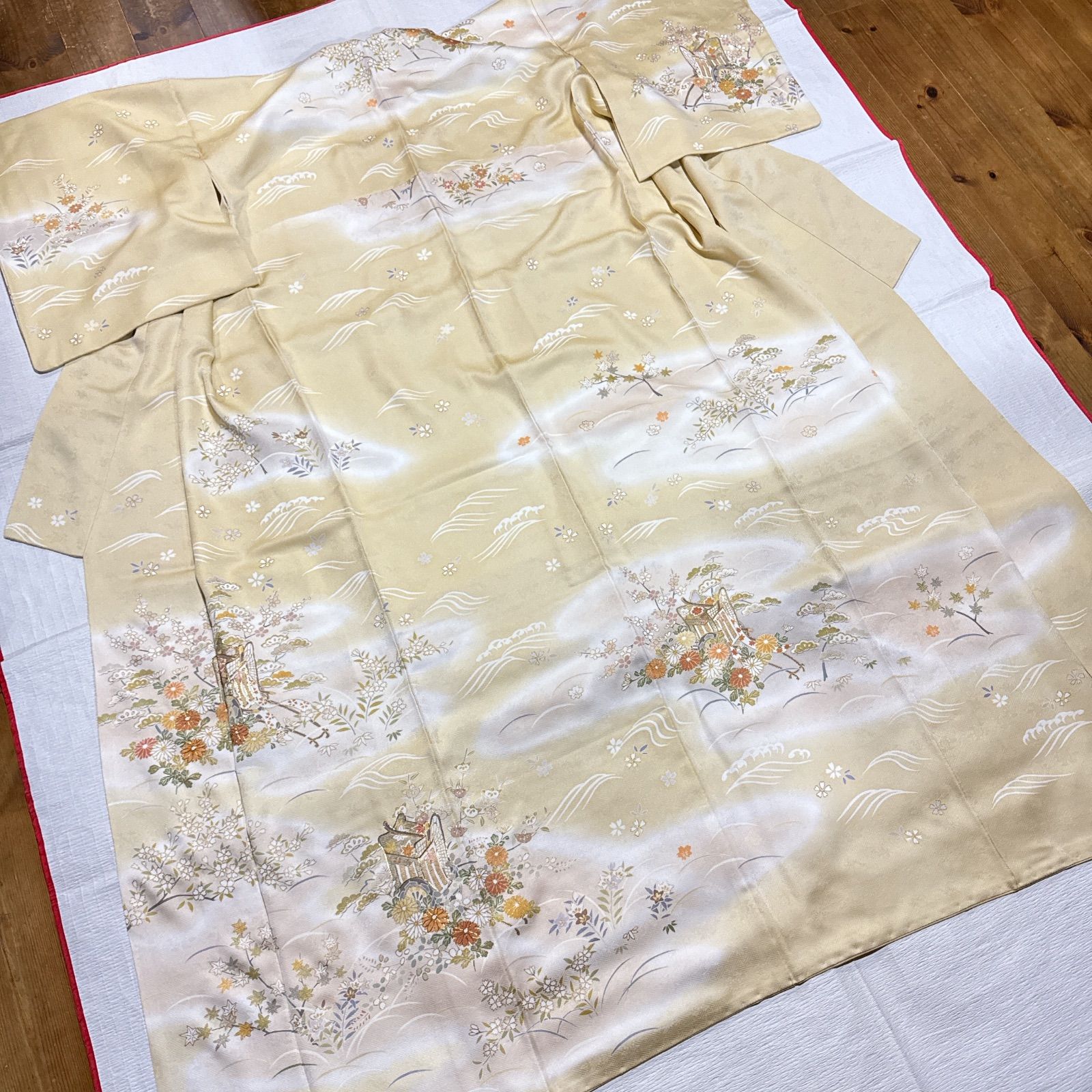 訪問着　袋帯　正絹　フルセット　薄黄色 SOUBIEN レンタル 訪問着 フルセット 七五三 卒業式 卒園式 入学式