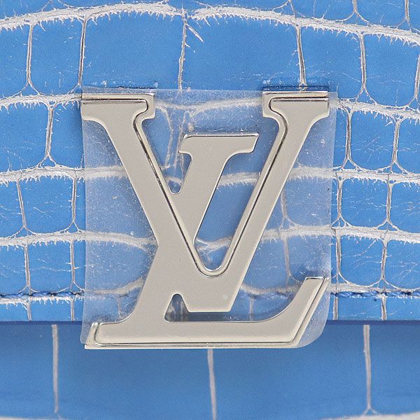 【未使用品】ルイヴィトン 【LOUIS VUITTON】 ポルトフォイユカプシーヌ コンパクト アリゲーター ブルー LVロゴ スモールウォレット 三つ折り財布 サイフ クロコダイルレザー LV CAPUCINES COMPACT WALLET ALLIGATOR 【Sランク】【新品同様】 LOUIS VUITTON - 【未使用品】ルイヴィトン 【LOUIS VUITTON