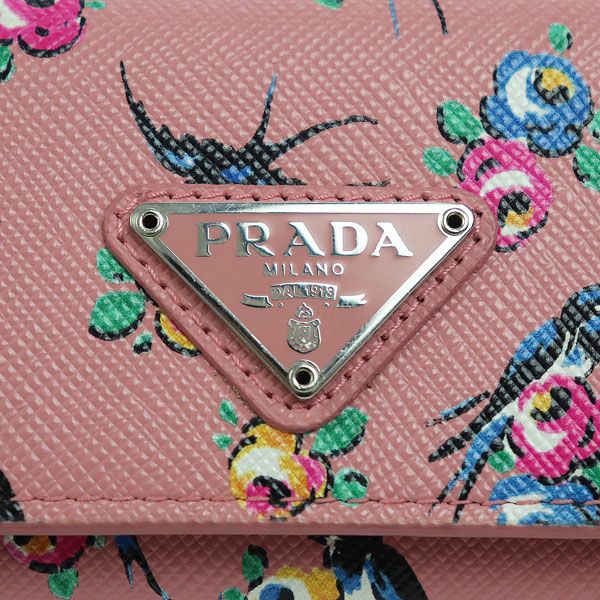 プラダ トライアングルロゴ サフィアーノ プリントレザー キーケース4