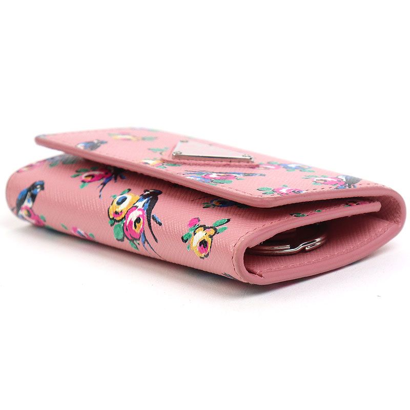 プラダ トライアングルロゴ サフィアーノ プリントレザー キーケース4