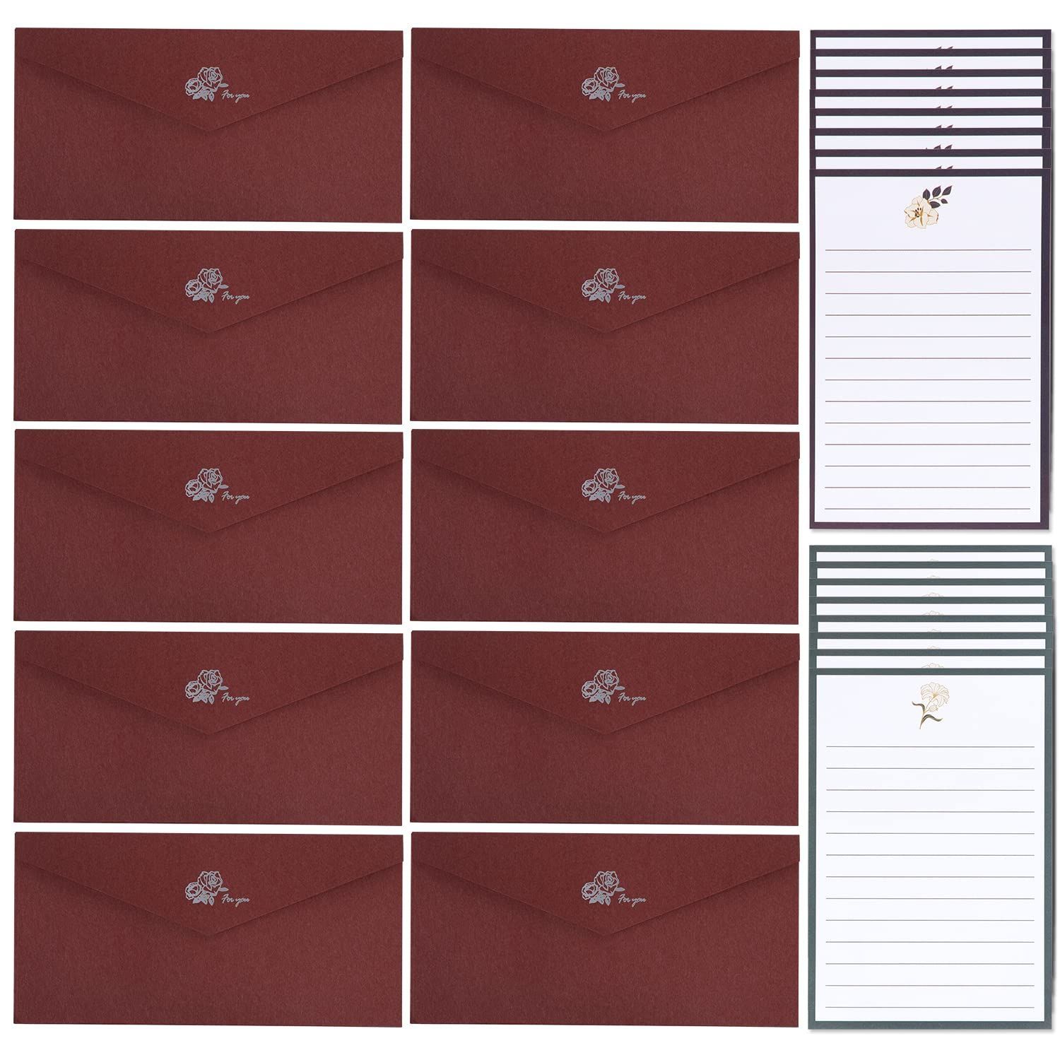 結婚式 招待状 お祝い セット 大量 挨拶状 お洒落 便箋セット レッド 手紙 封筒 For シンプル 大人 you おしゃれ レターセット