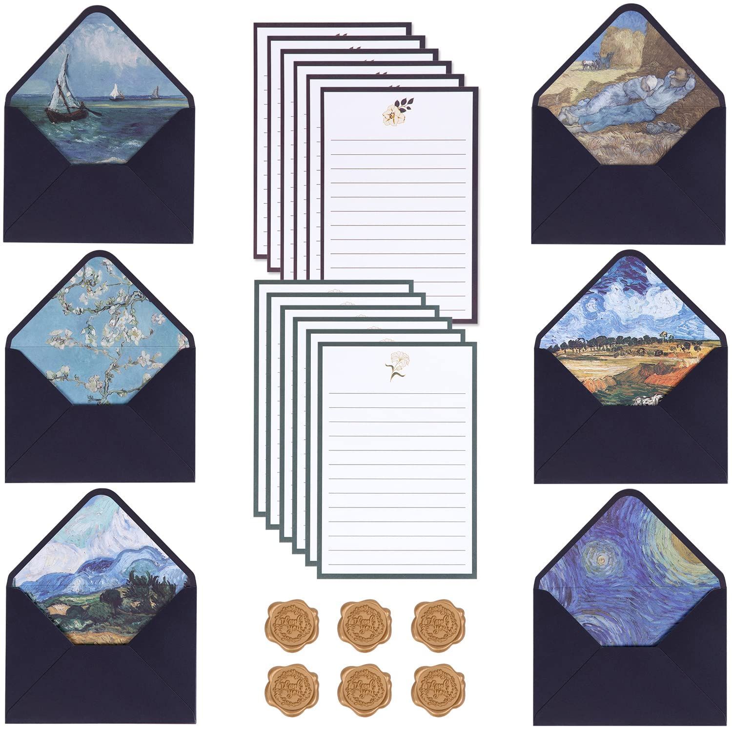 記念日 結婚式 ギフトカード 感謝 メッセージカード 大量 シール お礼 挨拶状 シンプル ブルー 便箋 封筒 手紙 大人 おしゃれ レターセット