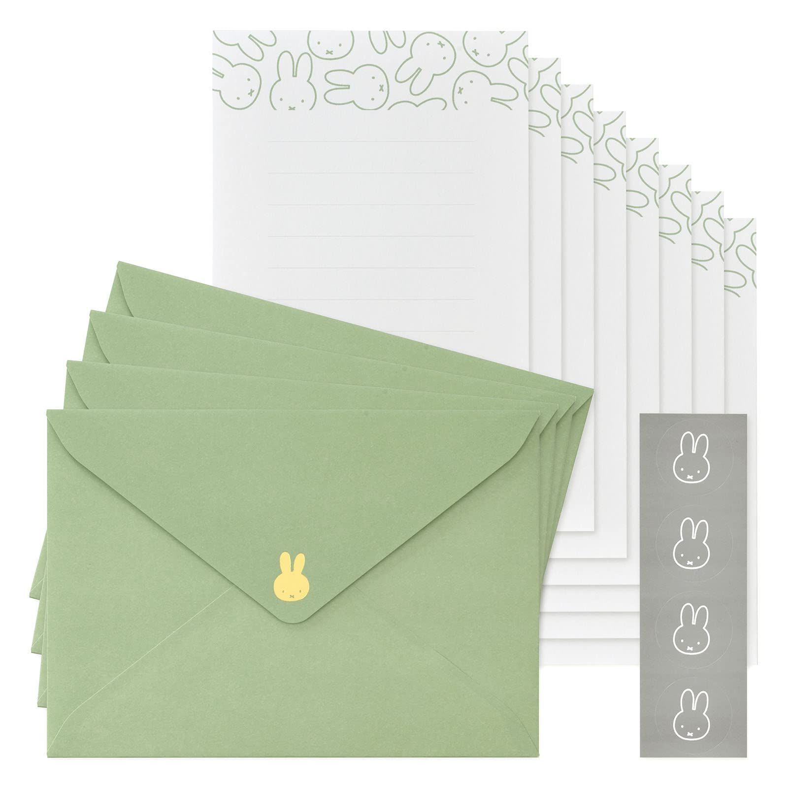 便箋 グリーン 封筒 ケース付き レターセット シール ミッフィー レ-MY 12 G マルアイ