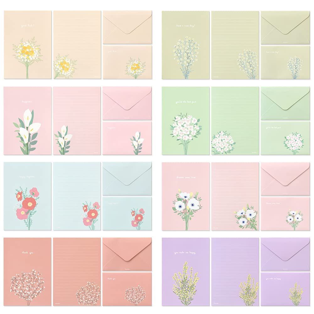  セット Flower for you 8種 ver 2 Letter 便箋 封筒 Paper Set 類 モノライクフラワー フォー ユーver 便箋 レター カード