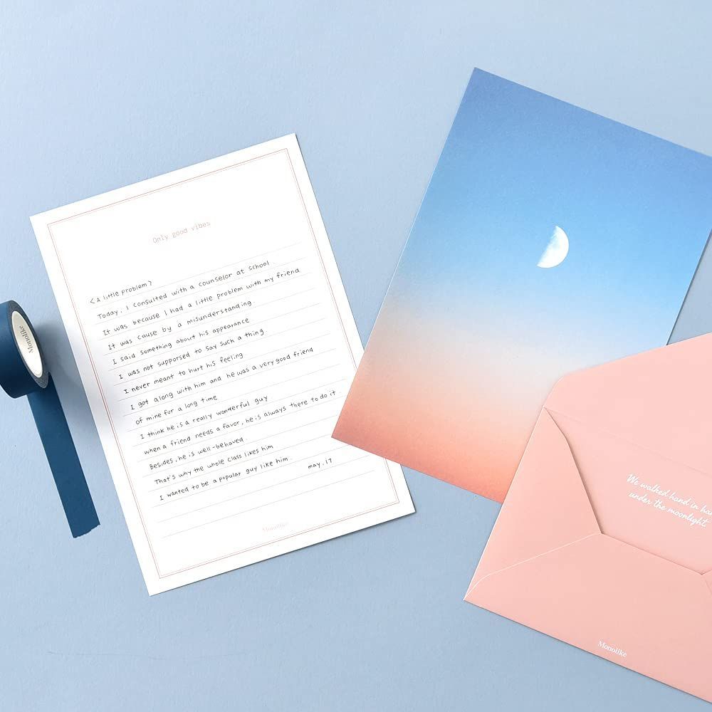 数量 月 フォト 便箋 封筒 8種 セット Photo Moon モノライク Letter Paper Set 類