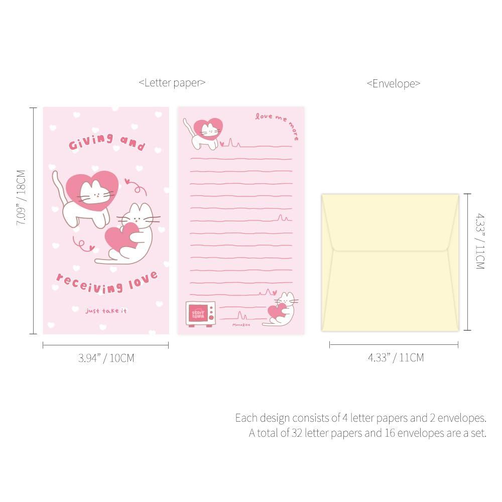 ミニレターペーパーと封筒セット Azzleシリーズ 8タイプ Storytown レター用紙 Monolike 封筒