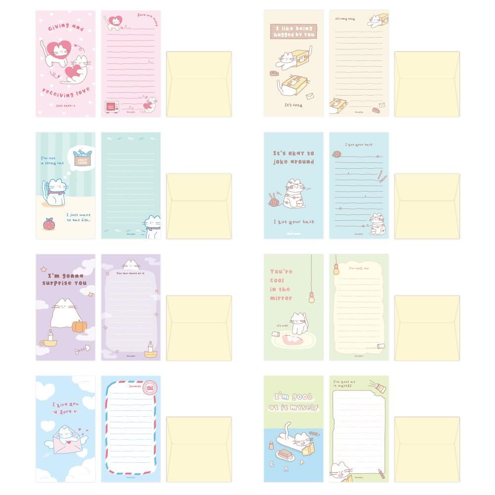  ミニレターペーパーと封筒セット Azzleシリーズ 8タイプ Storytown レター用紙 Monolike 封筒 便箋 レター カード