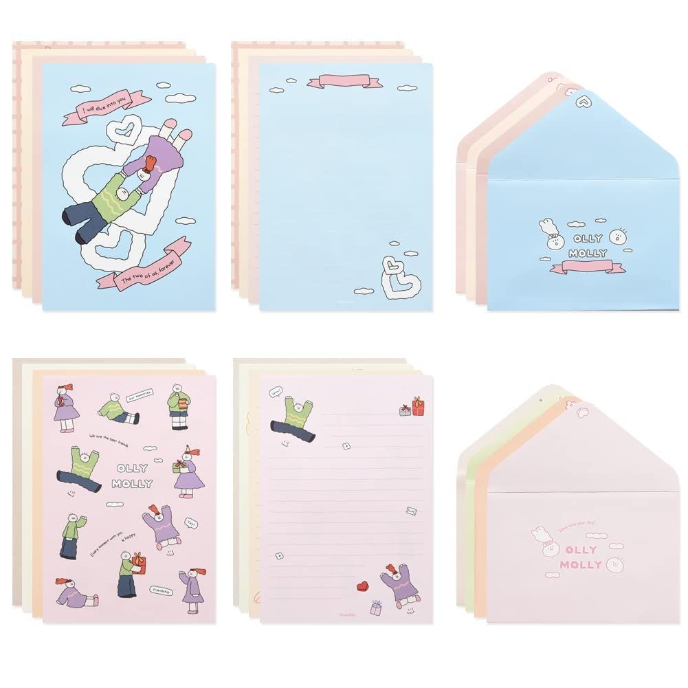 8種 セット 便箋 封筒 - Olly Molly オリモリー Letter Paper Set モノライク 類