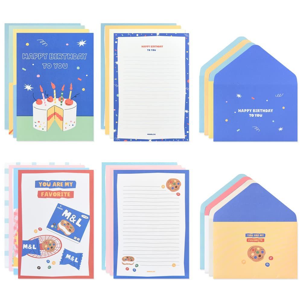 数量 類 Set Paper Letter Dessert 便箋 Newtro In Fall - セット 封筒 8種 デザート ポール イン ニュートロ モノライク