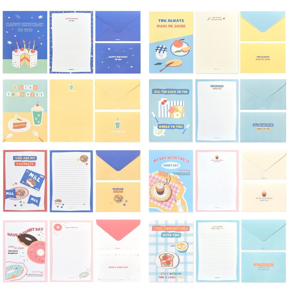  数量 類 Set Paper Letter Dessert 便箋 Newtro In Fall セット 封筒 8種 デザート ポール イン ニュートロ モノライク 便箋 レター カード