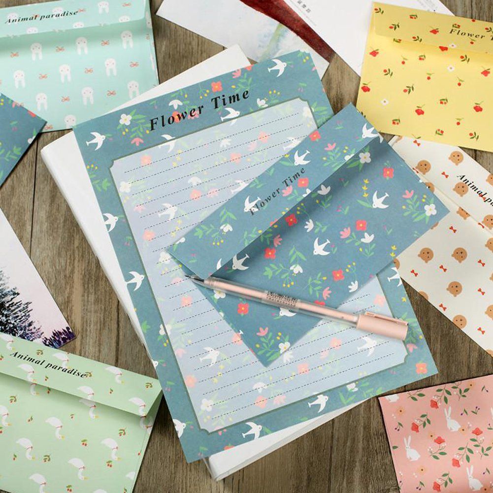  花柄4種類 挨拶の手紙 手紙セット 便箋 花柄4種類入り 封筒 MinniLove レターセット レター カード