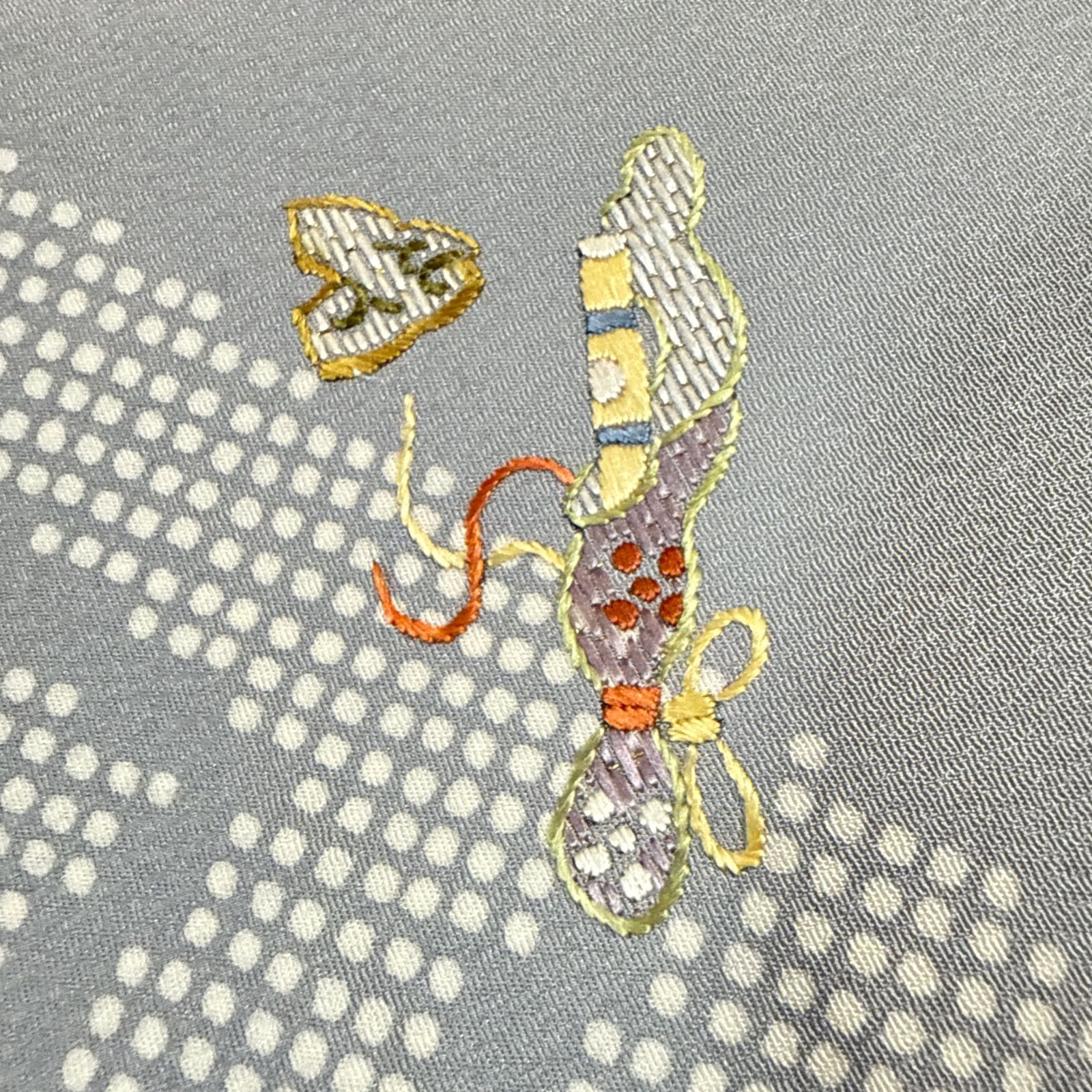 名古屋帯 金駒刺繍 アンティーク 名古屋帯 着物 菊 エ霞 手刺繍 金駒