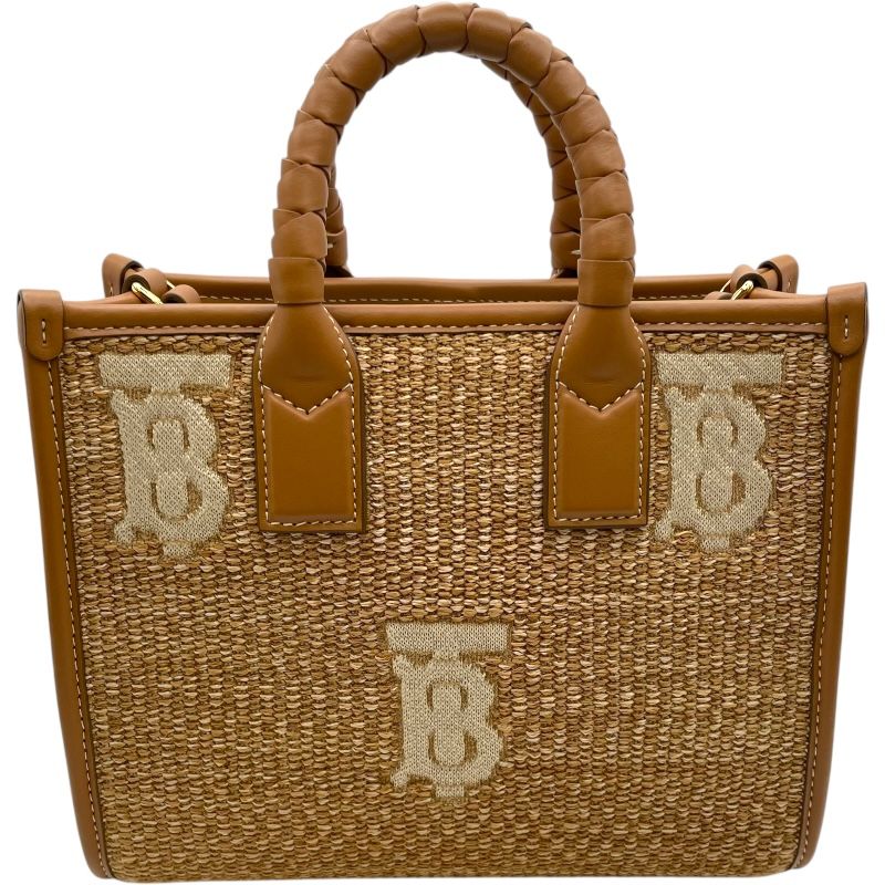 バーバリー BURBERRY 2WAY ハンドバッグ ベージュ ラフィア レディース