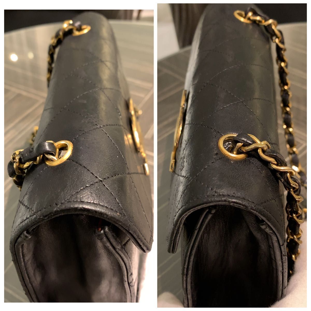 はな様♡CHANEL ラムスキン デカココ　マトラッセ 斜めがけ ◎本物 美品 CHANEL シャネル マトラッセ チェーンショルダー デカココ