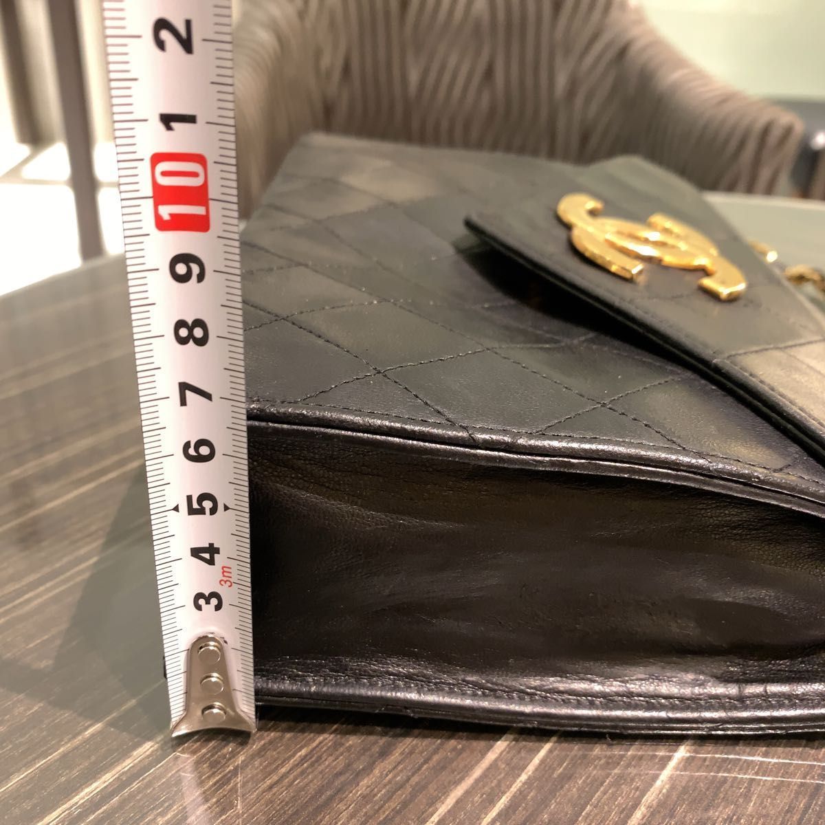 美品　シャネル　ラムスキン　デカココ　チェーン　ショルダーバッグ　ブラック ◎本物 美品 CHANEL シャネル マトラッセ チェーンショルダー デカココ