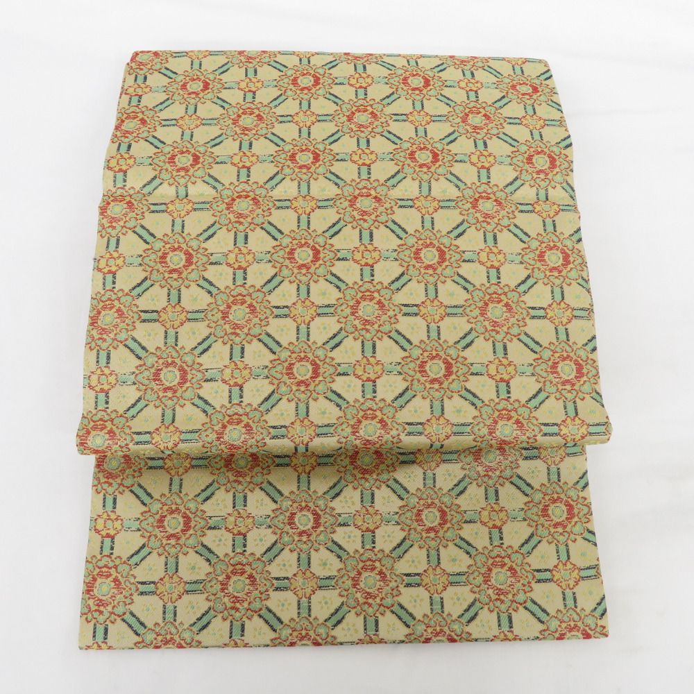 未使用品　和服帯　正絹　円文白虎朱雀錦　名古屋帯　龍村美術織物　早い者勝ち 龍村美術織物 円文白虎朱雀錦 九寸名古屋帯 開き名古屋 未使用品 正絹