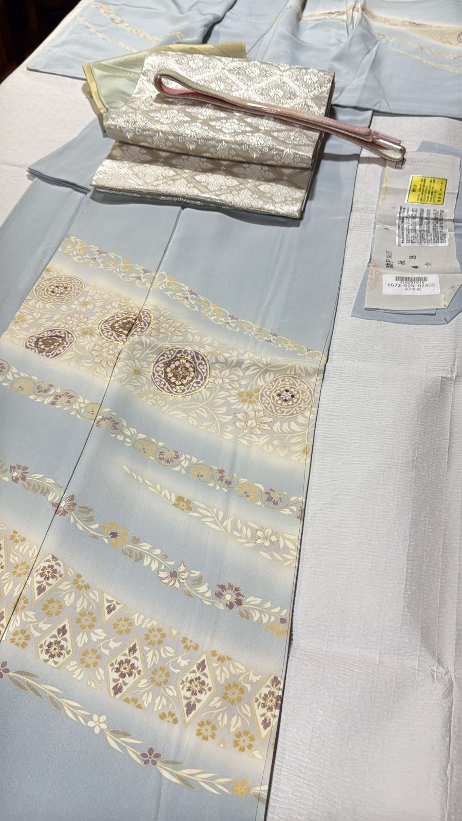 訪問着　袋帯　フルセット　水色　正絹 訪問着 袋帯 フルセット 水色 正絹 七五三式全般へ正絹水色 花柄友禅