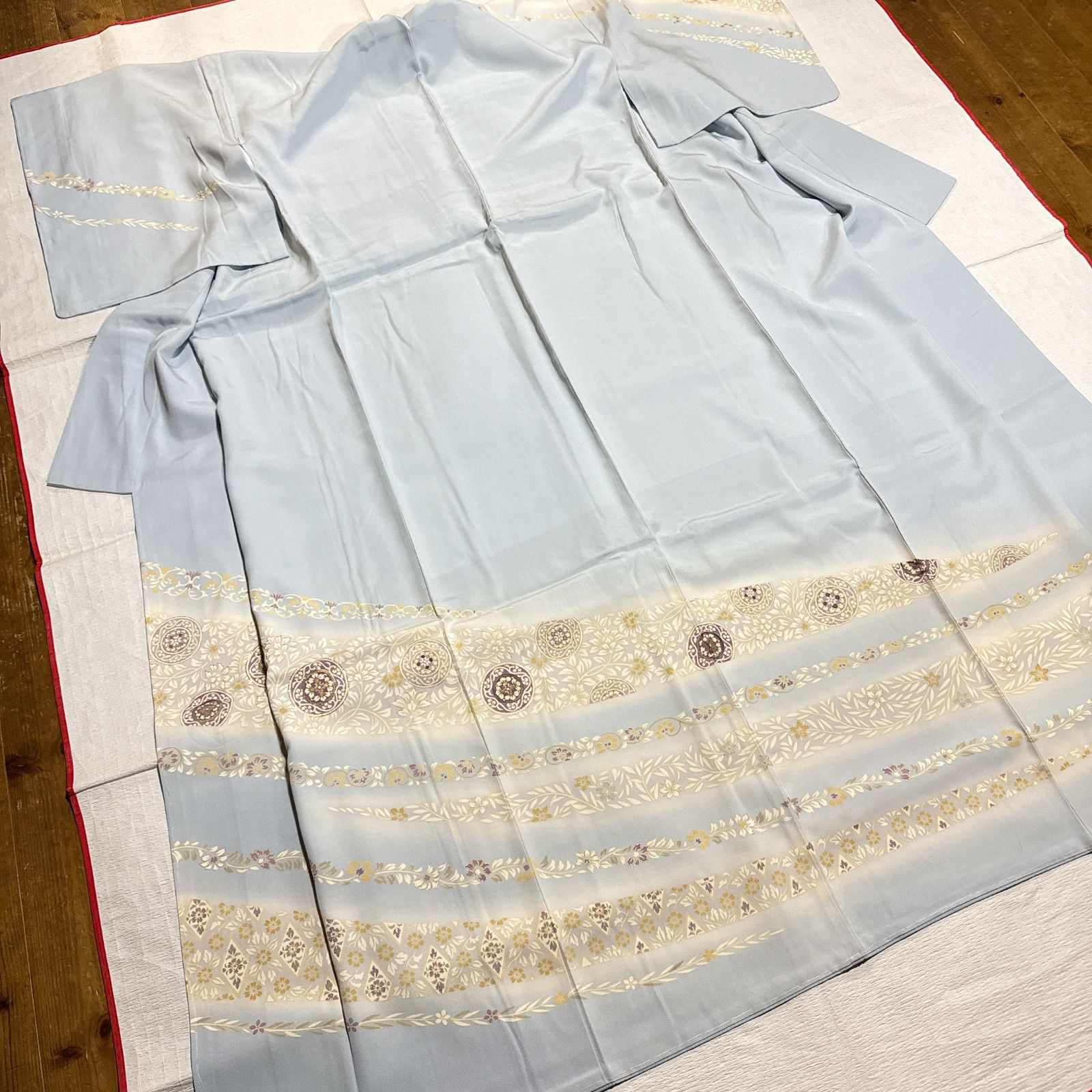 訪問着　袋帯　フルセット　水色　正絹 訪問着 袋帯 フルセット 水色 正絹