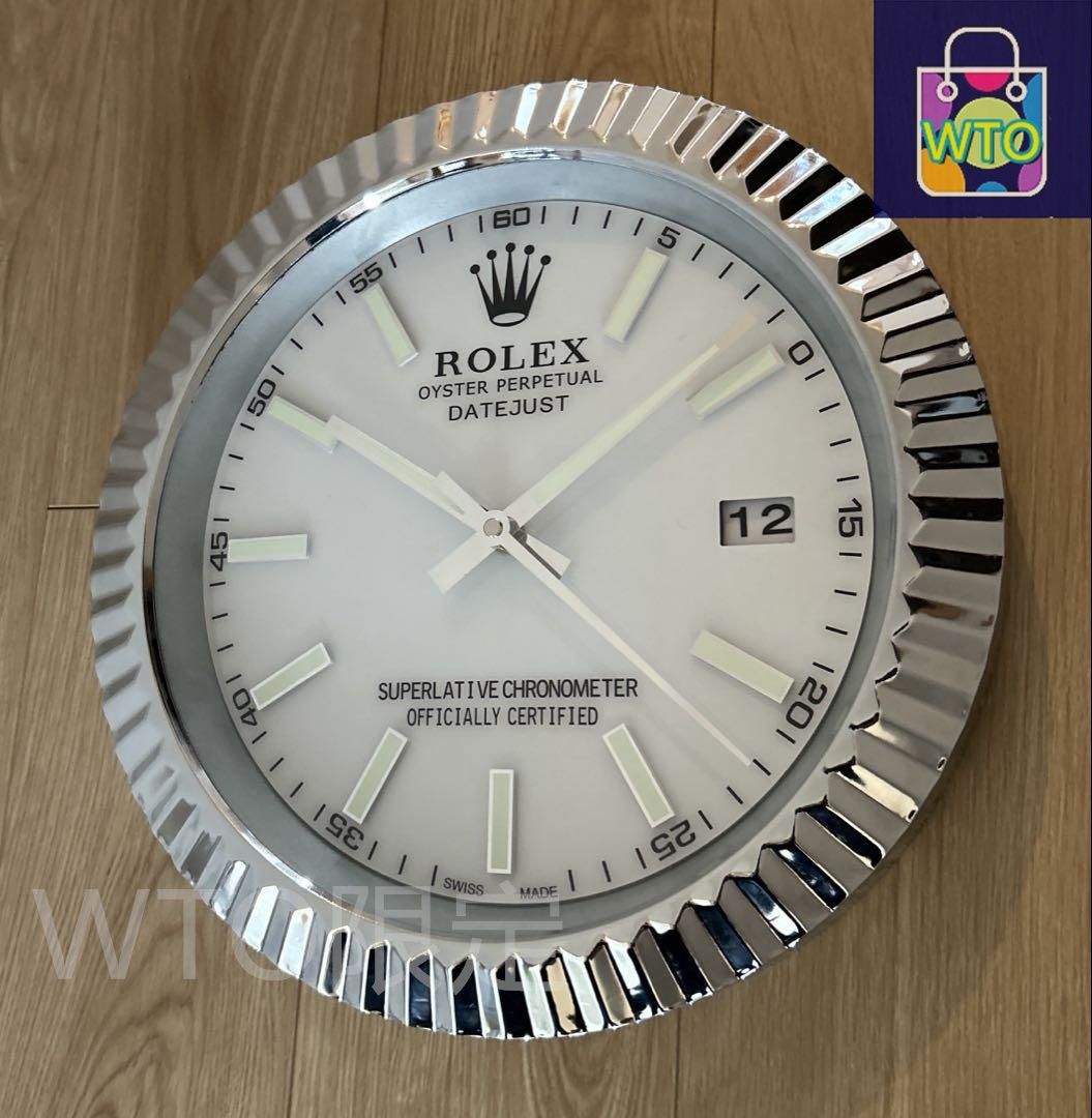 海外販促用 ROLEX ロレックス デイトジャスト大型掛け時計 シルバー