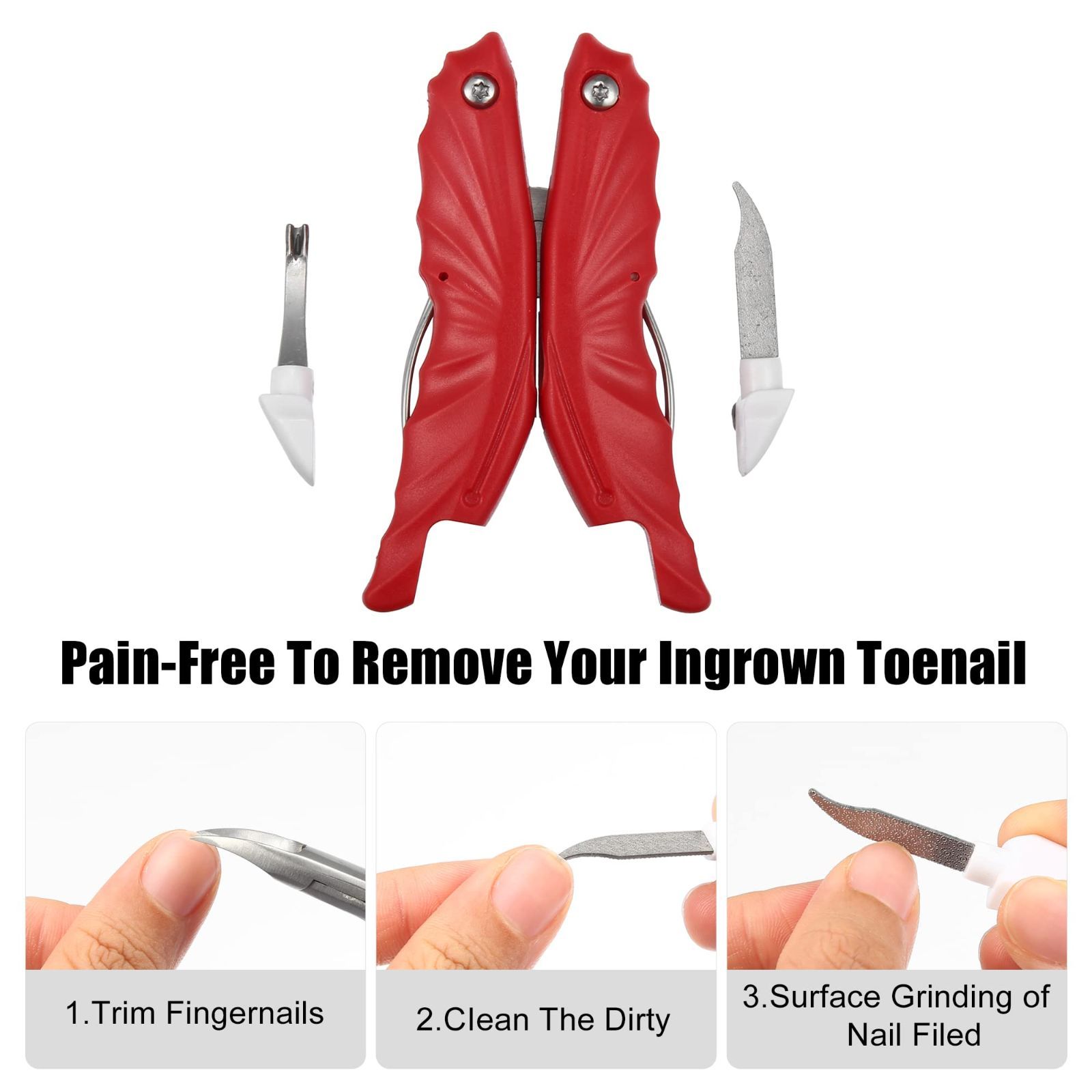  足の爪切り 厚い爪用足爪切りキット ステンレス鋼 鋭い爪切り 男性 VOCOSTE 女性 大人用 レッド 爪切り 衛生日用品